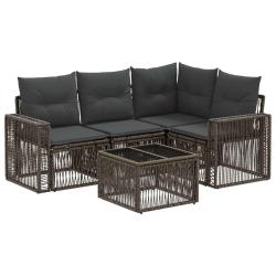 Ensemble de canap&eacute; de jardin 5 pcs Gris et Gris fonc&eacute; polyrotin