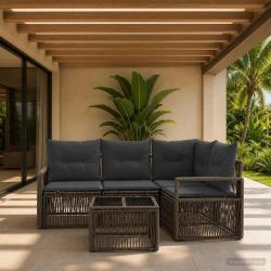 Ensemble de canap&eacute; de jardin 5 pcs Gris polyrotin