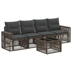 Ensemble de canap&eacute; de jardin 5 pcs Gris et Gris fonc&eacute; polyrotin