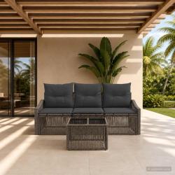 Ensemble de canap&eacute; de jardin 4 pcs Gris polyrotin
