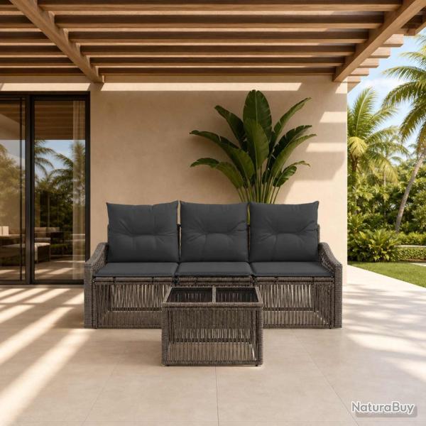 Ensemble de canap� de jardin 4 pcs Gris polyrotin