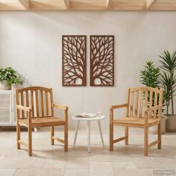 Chaise en rose sculpt&eacute;e &agrave; la main 2 pcs Naturel