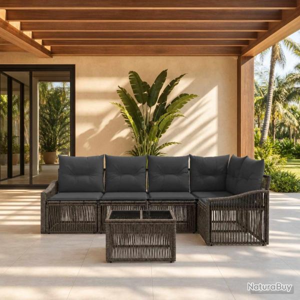 Ensemble de canap� de jardin 6 pcs Gris polyrotin