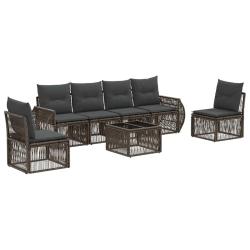 Ensemble de canap&eacute; de jardin 7 pcs Gris et Gris fonc&eacute; polyrotin
