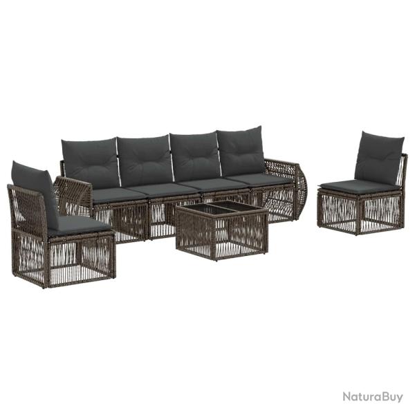 Ensemble de canap� de jardin 7 pcs Gris et Gris fonc� polyrotin
