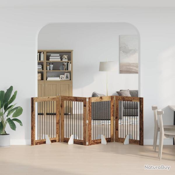 Porte de chien pliable avec supports 4 pcs Bois ancien 321 cm