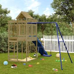 Aire de jeux d'ext&eacute;rieur bois de pin impr&eacute;gn&eacute;