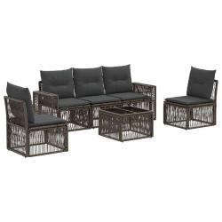 Ensemble de canap&eacute; de jardin 6 pcs Gris et Gris fonc&eacute; polyrotin