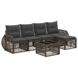 Ensemble de canap&eacute; de jardin 6 pcs Gris et Gris fonc&eacute; polyrotin
