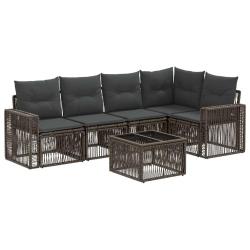 Ensemble de canap&eacute; de jardin 6 pcs Gris et Gris fonc&eacute; polyrotin