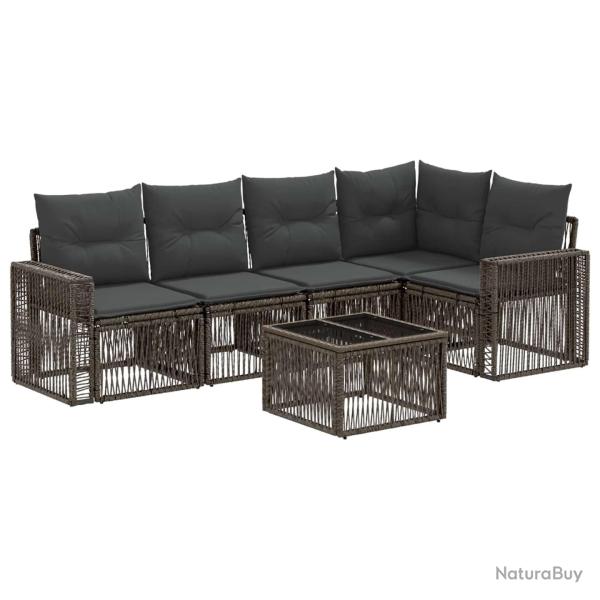Ensemble de canap� de jardin 6 pcs Gris et Gris fonc� polyrotin