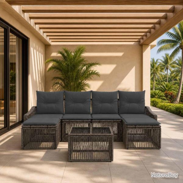 Ensemble de canap� de jardin 7 pcs Gris polyrotin