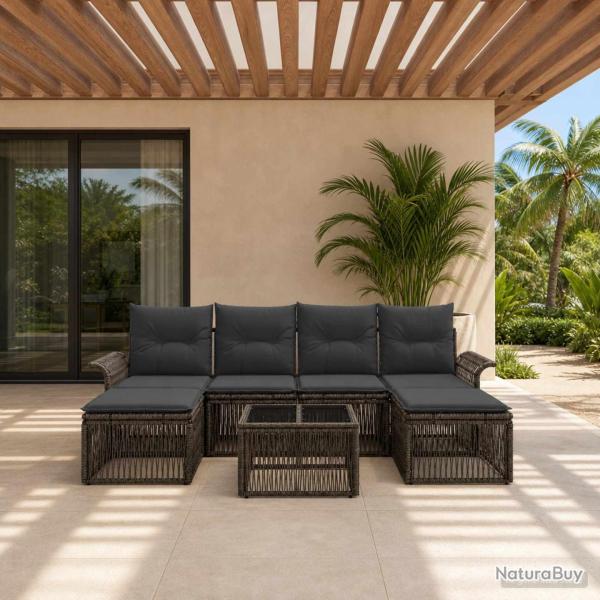 Ensemble de canap� de jardin 7 pcs Gris polyrotin