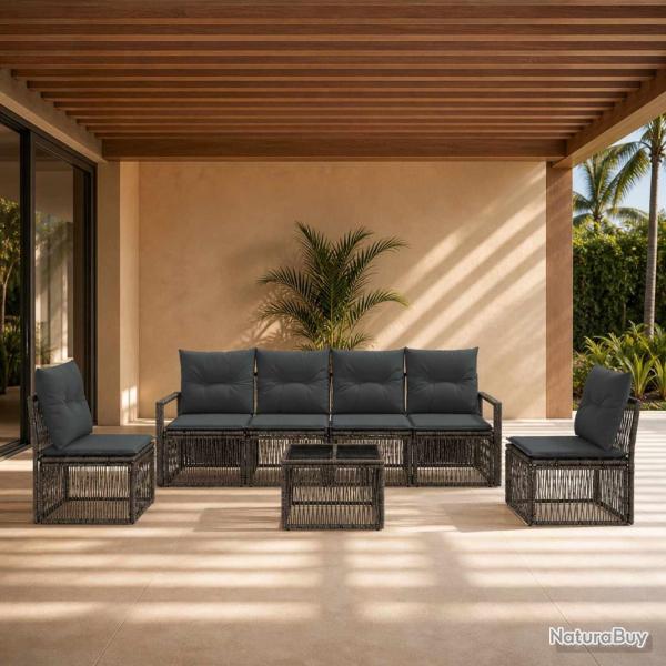 Ensemble de canap� de jardin 7 pcs Gris polyrotin