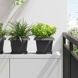 Plateau carr&eacute; &agrave; fleurs 24 pcs Noir 18 x 18 x 2 cm Plastique