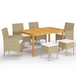 Ensemble &agrave; manger de jardin 7 pcs Beige