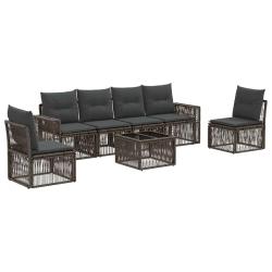 Ensemble de canap&eacute; de jardin 7 pcs Gris et Gris fonc&eacute; polyrotin