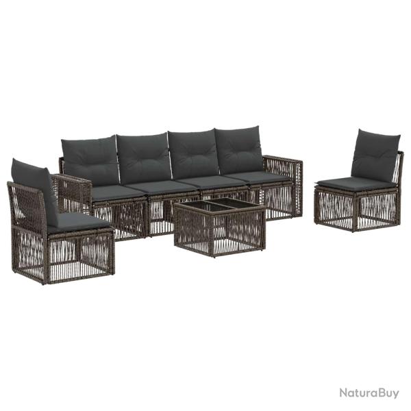 Ensemble de canap� de jardin 7 pcs Gris et Gris fonc� polyrotin