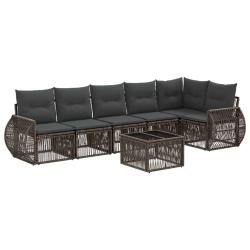 Ensemble de canap&eacute; de jardin 7 pcs Gris et Gris fonc&eacute; polyrotin