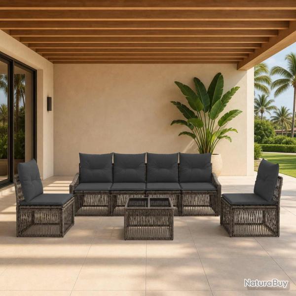 Ensemble de canap� de jardin 7 pcs Gris polyrotin