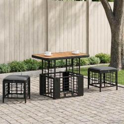 Ensemble de salle &agrave; manger pour jardin 3 pcs Noir et gris