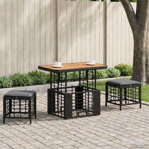 Ensemble de salle � manger pour jardin 3 pcs Noir et gris