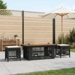 Ensemble de salle &agrave; manger pour jardin 4 pcs Noir et Cr&egrave;me