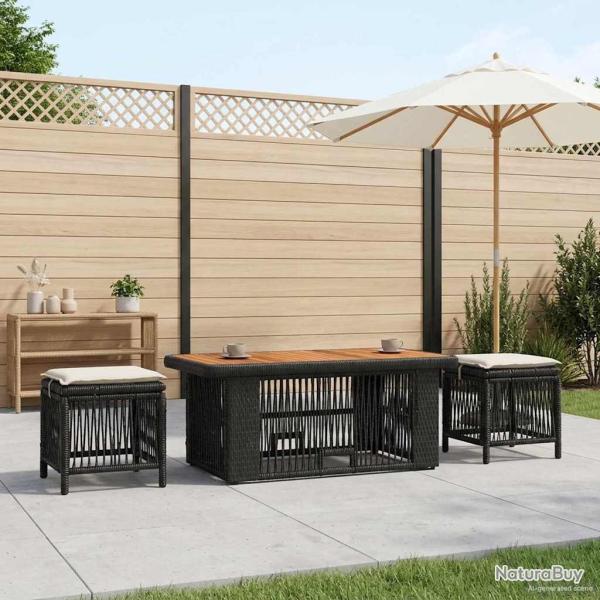 Ensemble de salle � manger pour jardin 4 pcs Noir et Cr�me