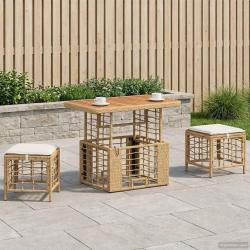 Ensemble de salle &agrave; manger pour jardin 3 pcs Nature et Blanc