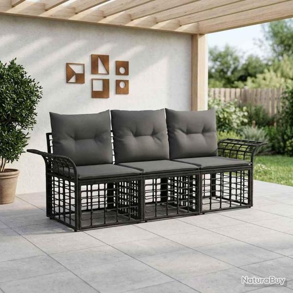 Ensemble de canap�s d'ext�rieur 3 pcs Noir et Gris fonc�