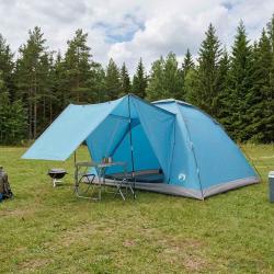 Tente de camping avec toit Bleu 6 personnes Polyester et Acier