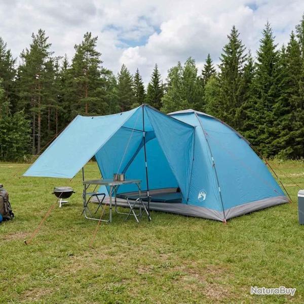 Tente de camping avec toit Bleu 6 personnes Polyester et Acier