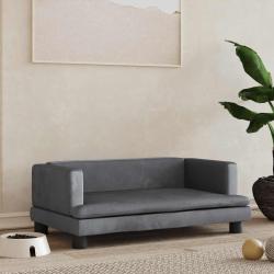 Lit pour chien gris fonc&eacute; 80x45x30 cm velours
