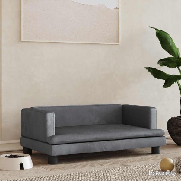 Lit pour chien gris fonc� 80x45x30 cm velours