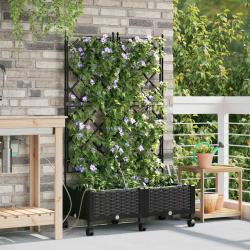Porte-plante de jardin avec irrigation et roues 2 pc Noir PP