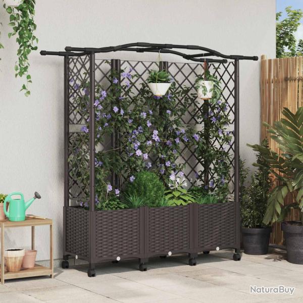 Lit �lev� avec Treillis et Toit Marron 163 x 40 x 144 cm PP