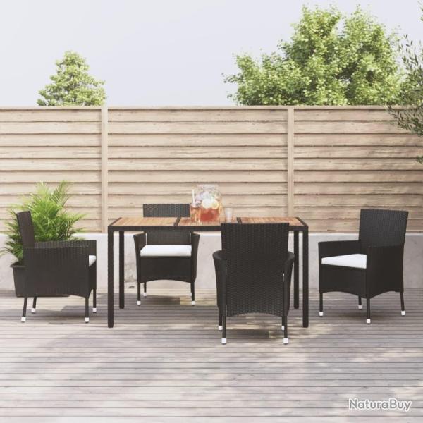 Ensemble � manger de jardin coussins 5pcs Noir R�sine tress�e