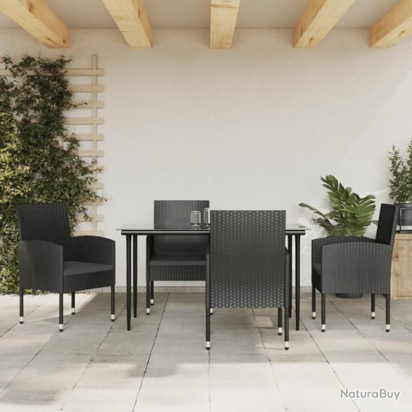 Ensemble � manger de jardin 5 pcs noir r�sine tress�e et acier
