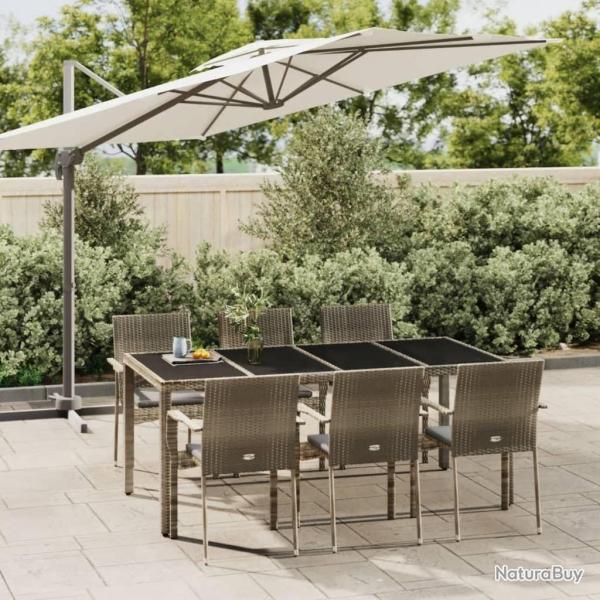 Ensemble � manger jardin et coussins 7 pcs gris rotin