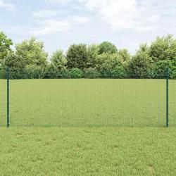 Cl&ocirc;ture en fil soud&eacute; avec poteaux 100 x 0,8 m Vert Maille