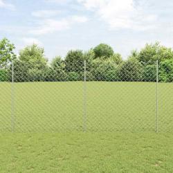 Cl&ocirc;ture grillag&eacute;e avec poteau 10 x 1,5 m Acier galvanis&eacute; Maille