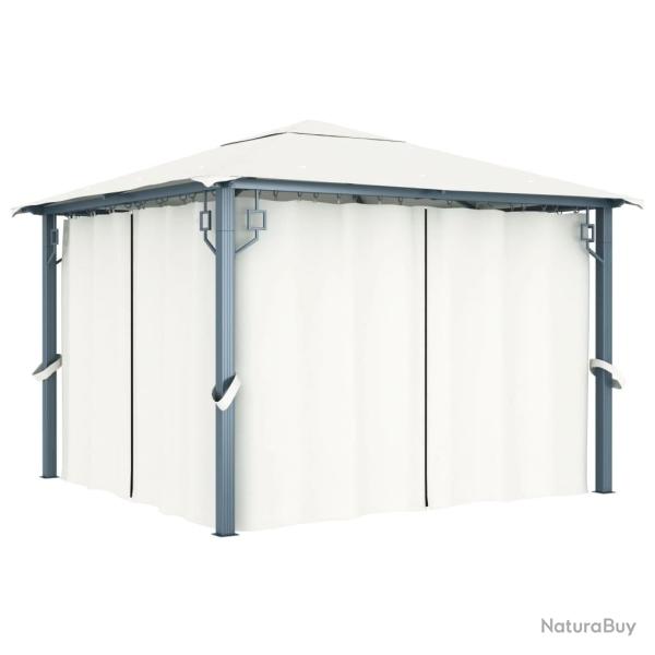 Tonnelle avec rideau 300x300 cm Cr�me Aluminium