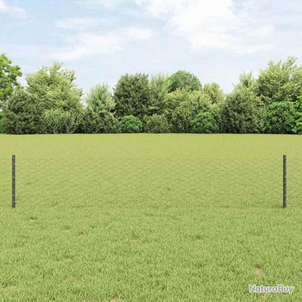 Cl�ture hexagonale avec poteau 10 x 0,4 m Gris Maille