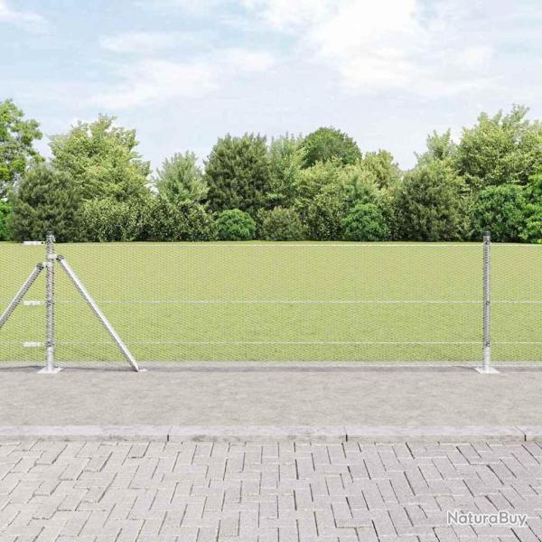 Cl�ture hexagonale avec base en b�ton 10 x 0,4 m Argent� Maille