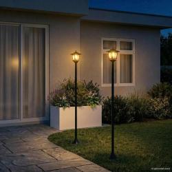 Ensemble de lampadaires 2 pc Noir 16 x 16 x 156 cm