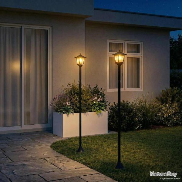 Ensemble de lampadaires 2 pc Noir 16 x 16 x 156 cm