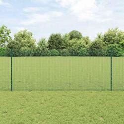 Cl&ocirc;ture en fil soud&eacute; avec poteaux 50 x 1 m Vert Maille