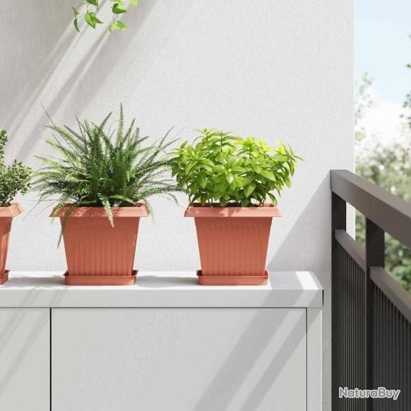 Pots de plantes 24 pcs Rouge brique 20 x 20 x 16 cm Plastique