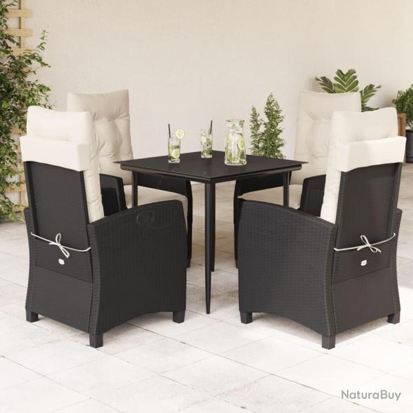 Ensemble � manger de jardin coussins 5pcs Noir R�sine tress�e