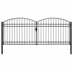 Portail de cl&ocirc;ture ASSEN &agrave; double porte avec arc en acier 400x175 cm